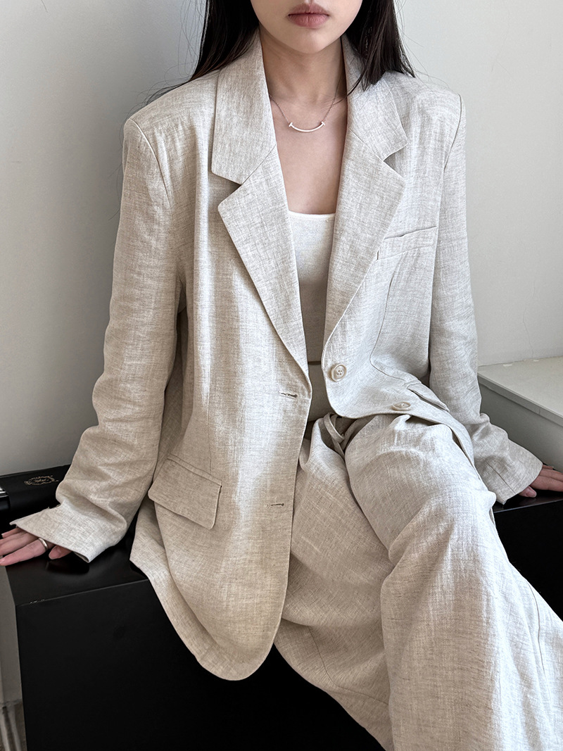 Summer Clothing Linen - Autumn Hig-end Linen Material Blazer Jacket