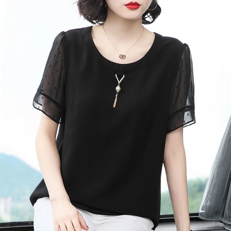 Summer Clothing For 70 Year Old Woman - Casual Solid Color All-match Shirt Women's
