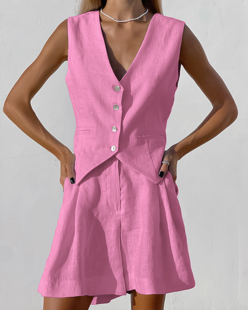 2025 New Suit Vest + Shorts Se - Summer Clothing Linen ulasan dan harga