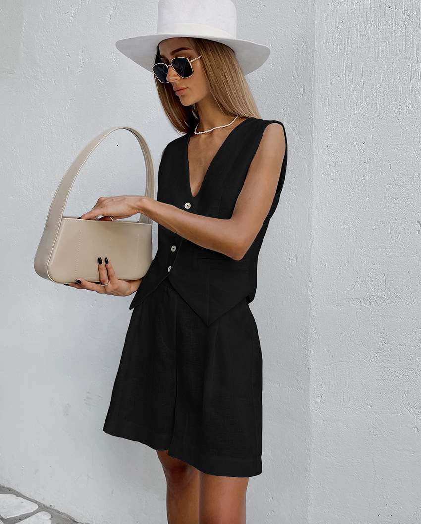 2025 New Suit Vest + Shorts Se - Summer Clothing Linen ulasan dan harga