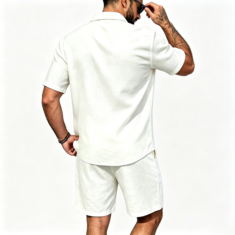 Men Linen Two Piece Outfit Sho - Summer Clothing Linen ulasan dan harga