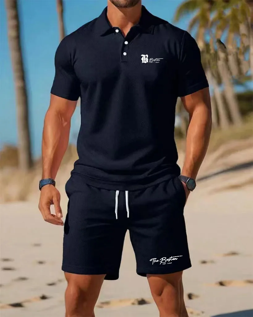 Summer New Men's Polo Shirt Se - Summer Clothing Sets Men ulasan dan harga