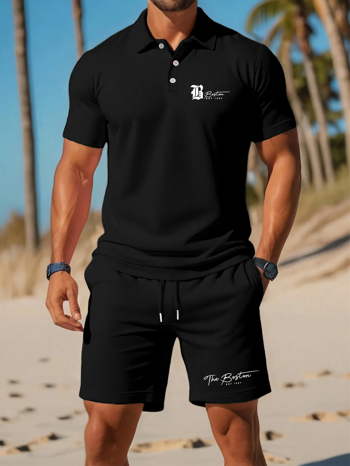 Summer New Men's Polo Shirt Se - Summer Clothing Sets Men ulasan dan harga