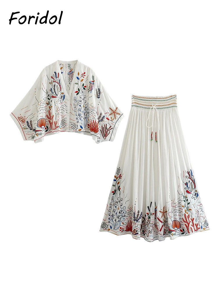 Foridol Marine Organism Embroi - Summer Clothing Linen ulasan dan harga