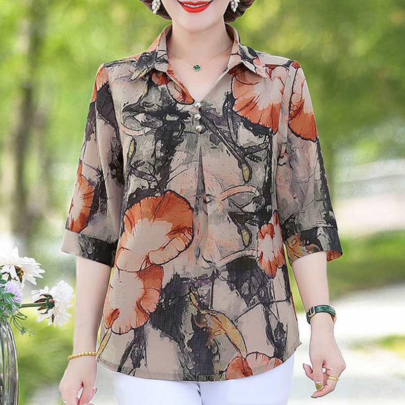 Summer Vintage Floral Printed  - Summer Clothing For 70 Year Old Woman ulasan dan harga
