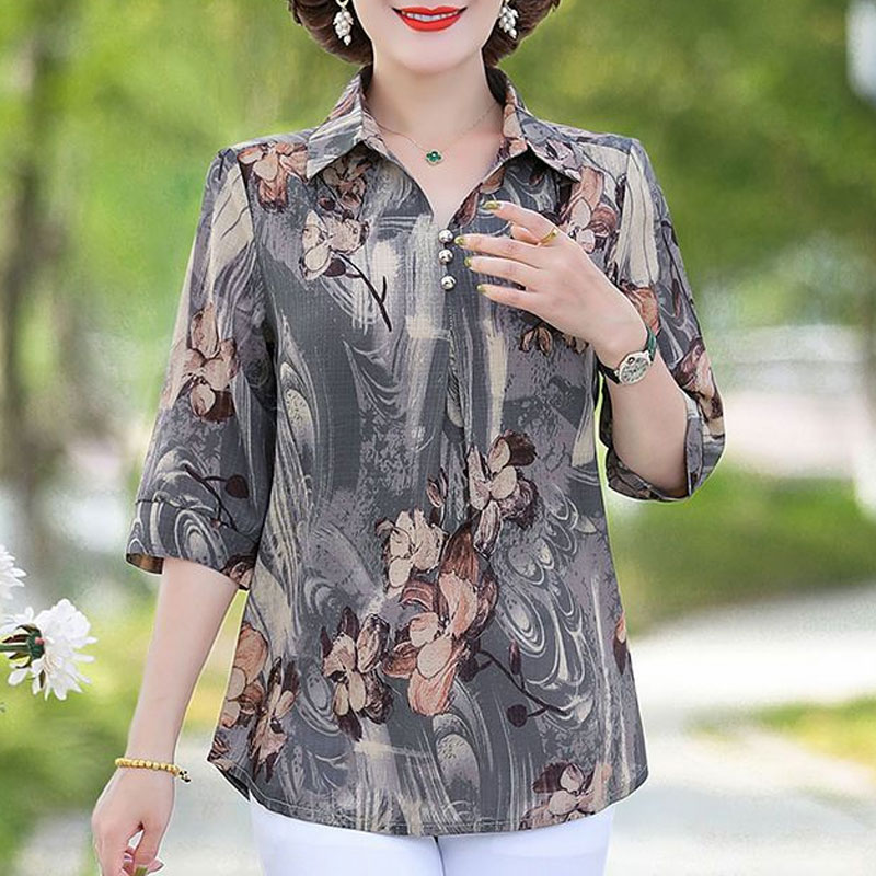 Summer Vintage Floral Printed  - Summer Clothing For 70 Year Old Woman ulasan dan harga