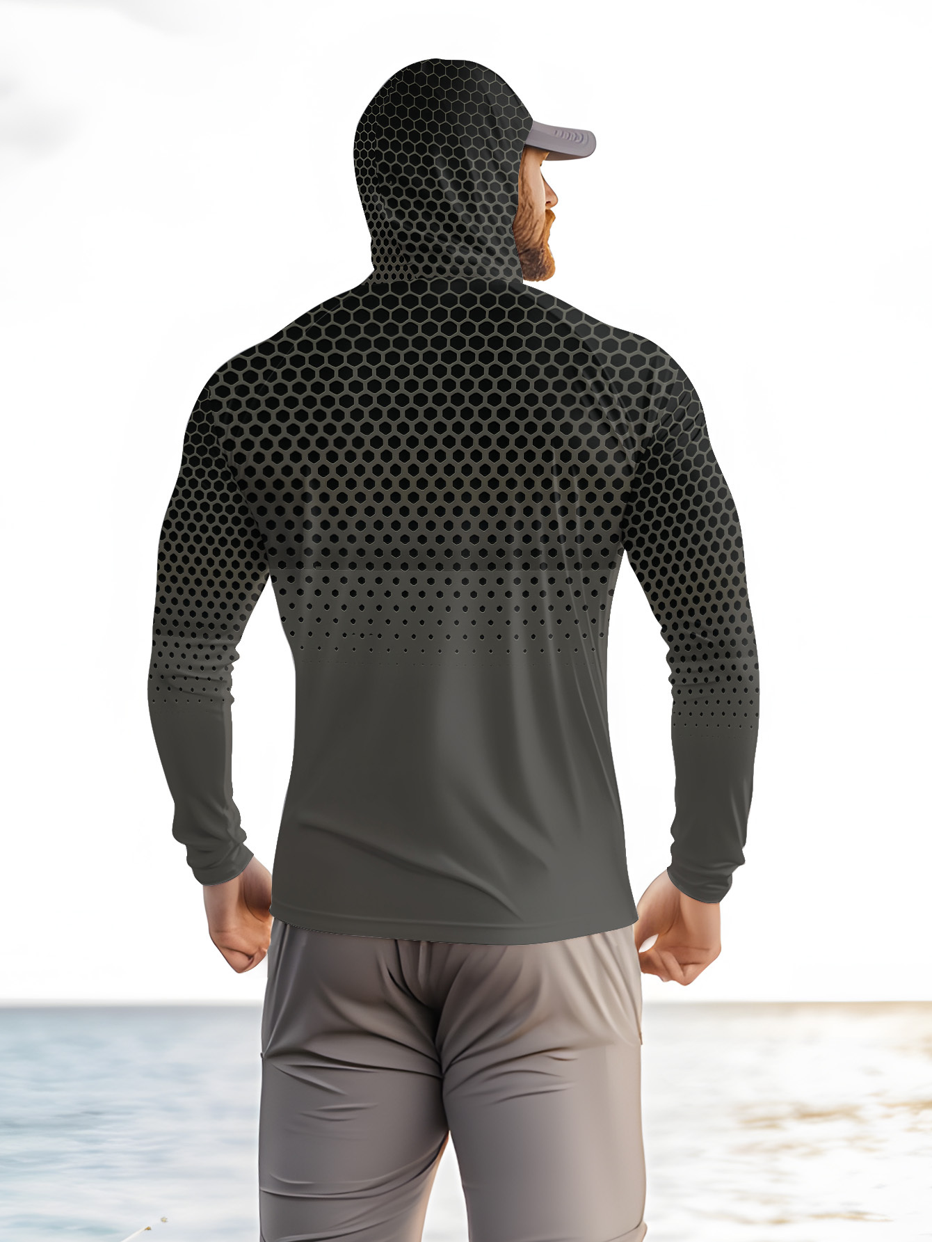 Men Hood Fishing Shirt long sl - Summer Clothing Mens ulasan dan harga