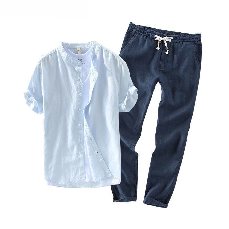 Men's Linen Short Sleeve Casua - Summer Clothing Linen ulasan dan harga