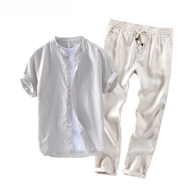 Men's Linen Short Sleeve Casua - Summer Clothing Linen ulasan dan harga