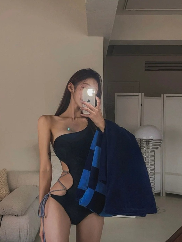 2026 New Women's Black Tie Str - Swimsuit One Piece ulasan dan harga