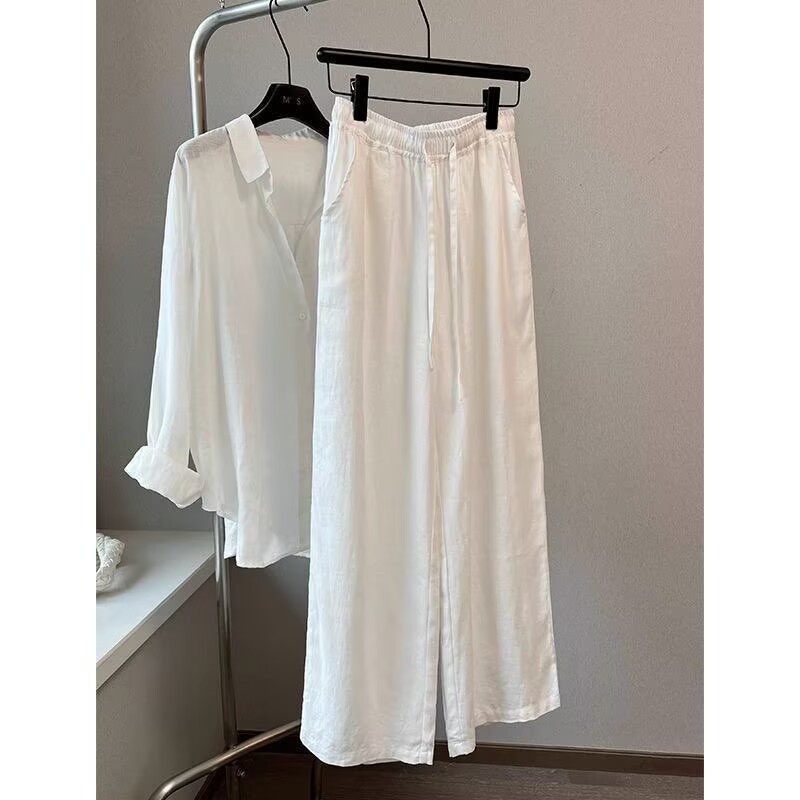 Korean White Cotton Linen Wide - Summer Clothing Linen ulasan dan harga