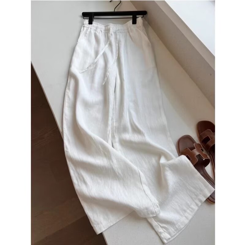 Korean White Cotton Linen Wide - Summer Clothing Linen ulasan dan harga