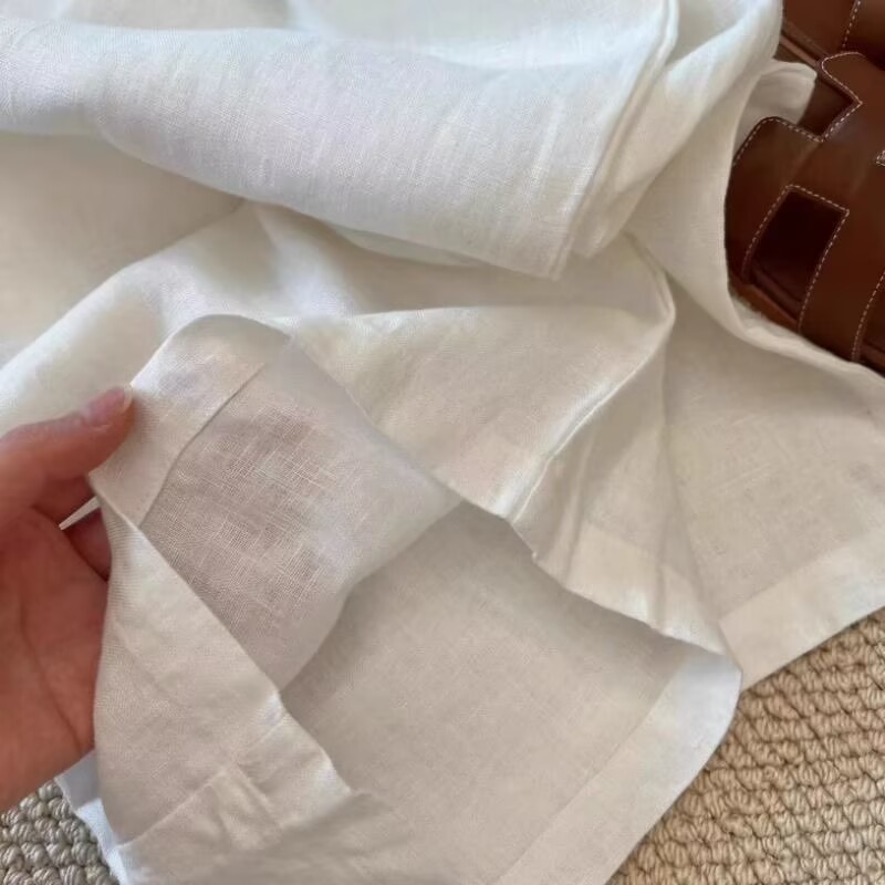 Korean White Cotton Linen Wide - Summer Clothing Linen ulasan dan harga
