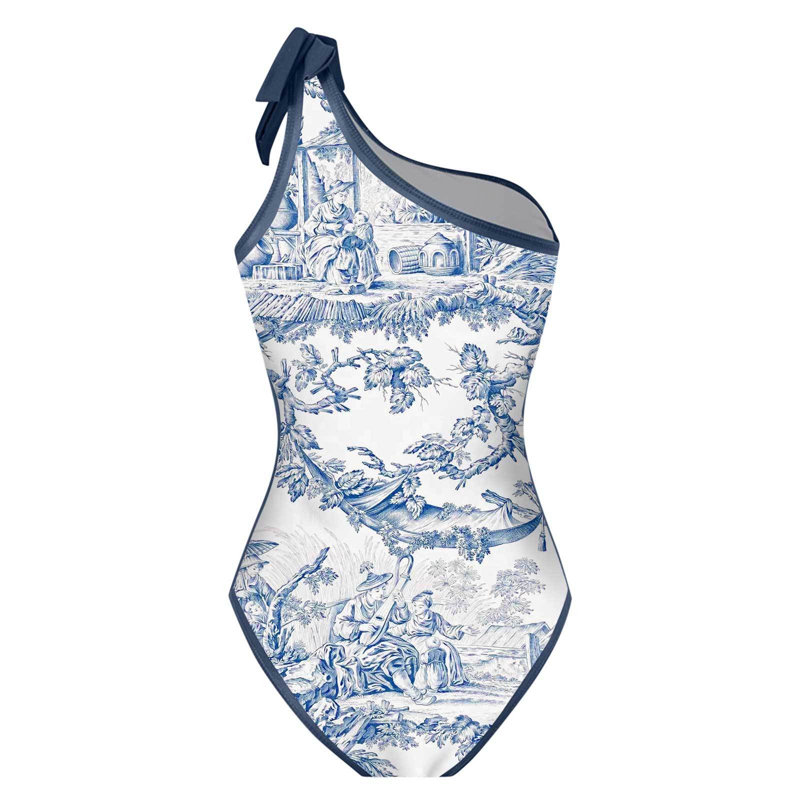Woman Bikini Tankini Blue And  - Swimsuit One Piece ulasan dan harga