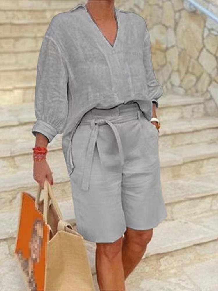 Women Suits Elegant Style Two  - Summer Clothing Linen ulasan dan harga