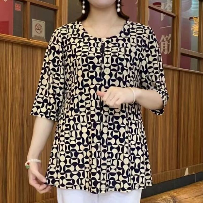 Vintage Printed T-shirt Casual - Summer Clothing For 70 Year Old Woman ulasan dan harga