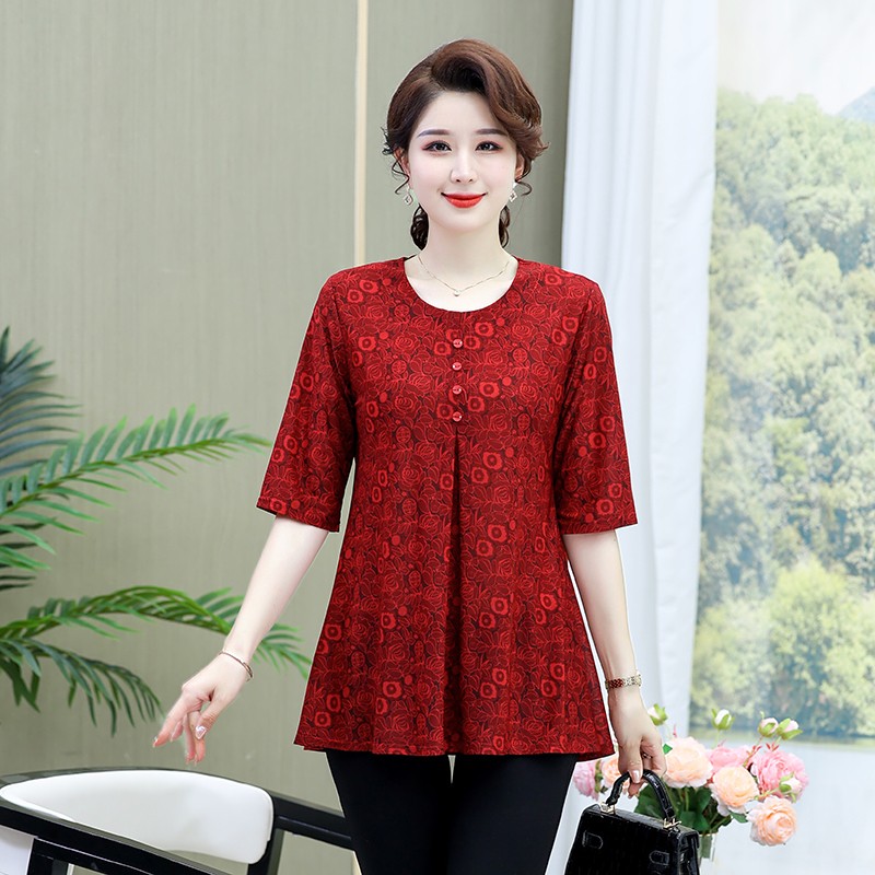 Vintage Printed T-shirt Casual - Summer Clothing For 70 Year Old Woman ulasan dan harga