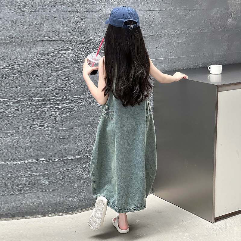 Vintage Blue Children Girls Hi - Summer Clothing Linen ulasan dan harga