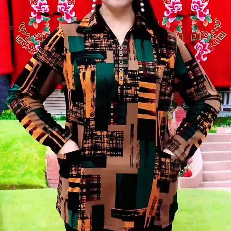 Commute Geometric Shirt Spring - Summer Clothing For 70 Year Old Woman ulasan dan harga