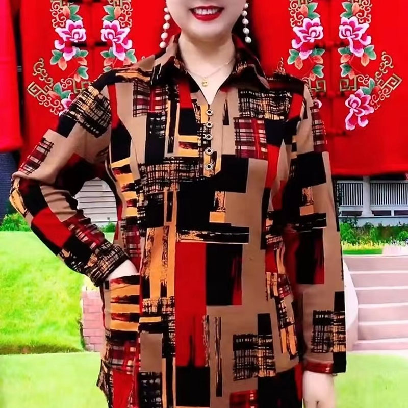 Commute Geometric Shirt Spring - Summer Clothing For 70 Year Old Woman ulasan dan harga