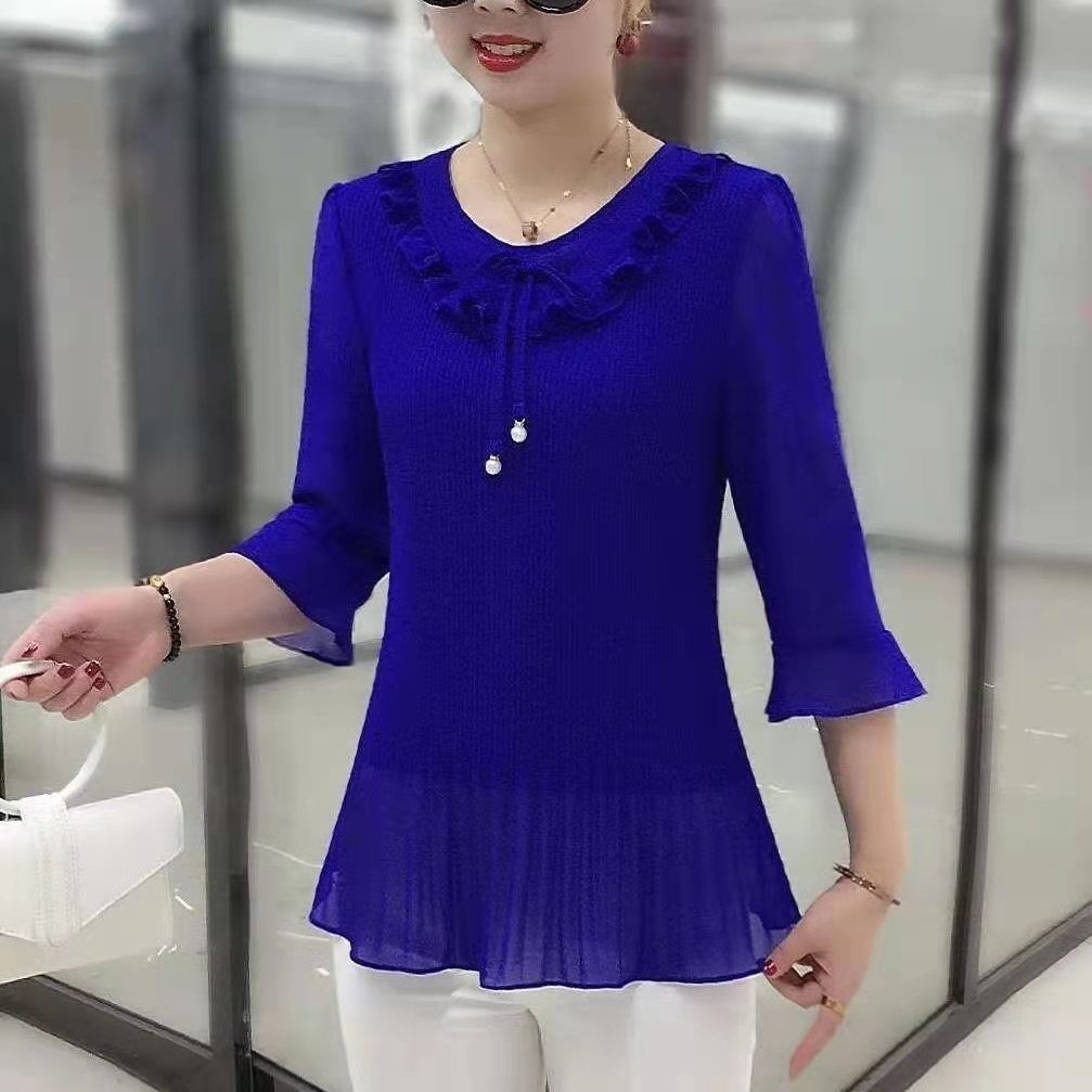 Autumn New Lace Crew Neck fash - Summer Clothing For 70 Year Old Woman ulasan dan harga