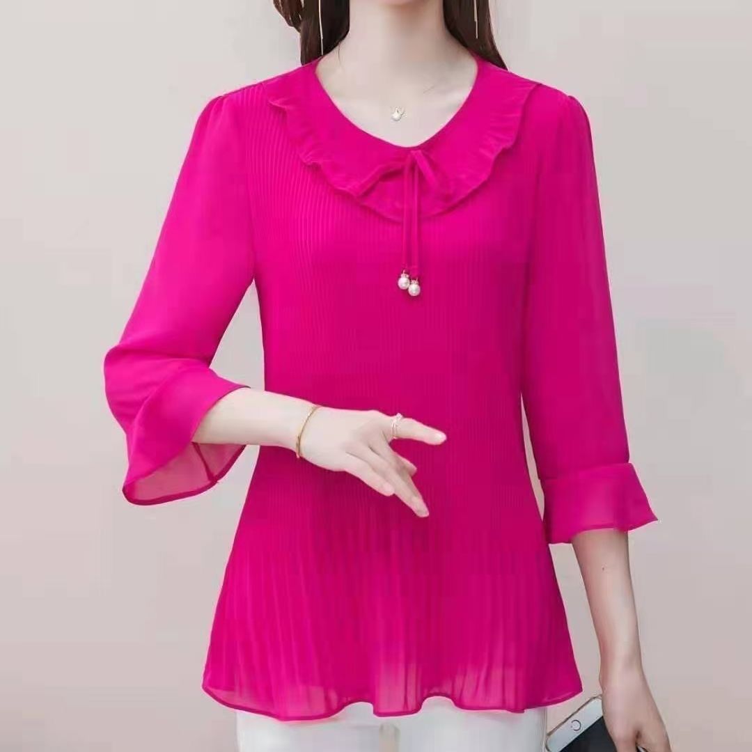Autumn New Lace Crew Neck fash - Summer Clothing For 70 Year Old Woman ulasan dan harga