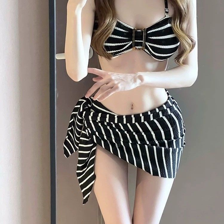 2026 New Women's Black Striped - Bikini Set Push Up ulasan dan harga